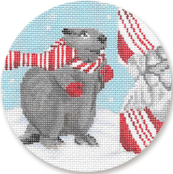 Needlepoint Handpainted Christmas CBK Beaver 4"