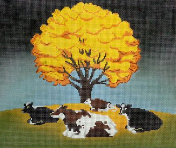 Needlepoint Handpainted Cooper Oaks Fall Afternoon 10x12