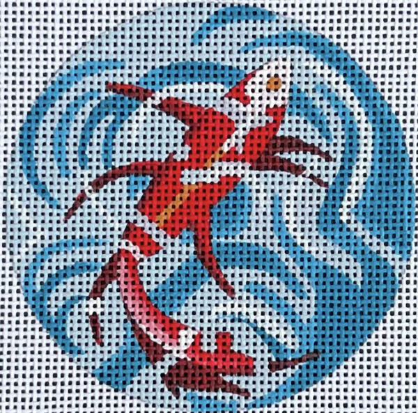 Needlepoint Handpainted Colors of Praise Koi Fish 3"