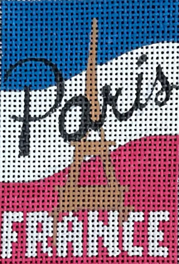 Needlepoint Handpainted Colors of Praise Luggage Insert Paris France 3x2