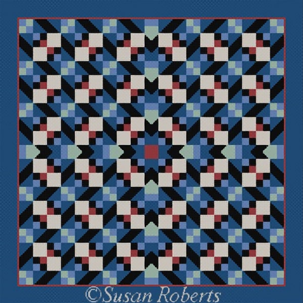 Needlepoint Handpainted Susan Roberts Quilt 13x13