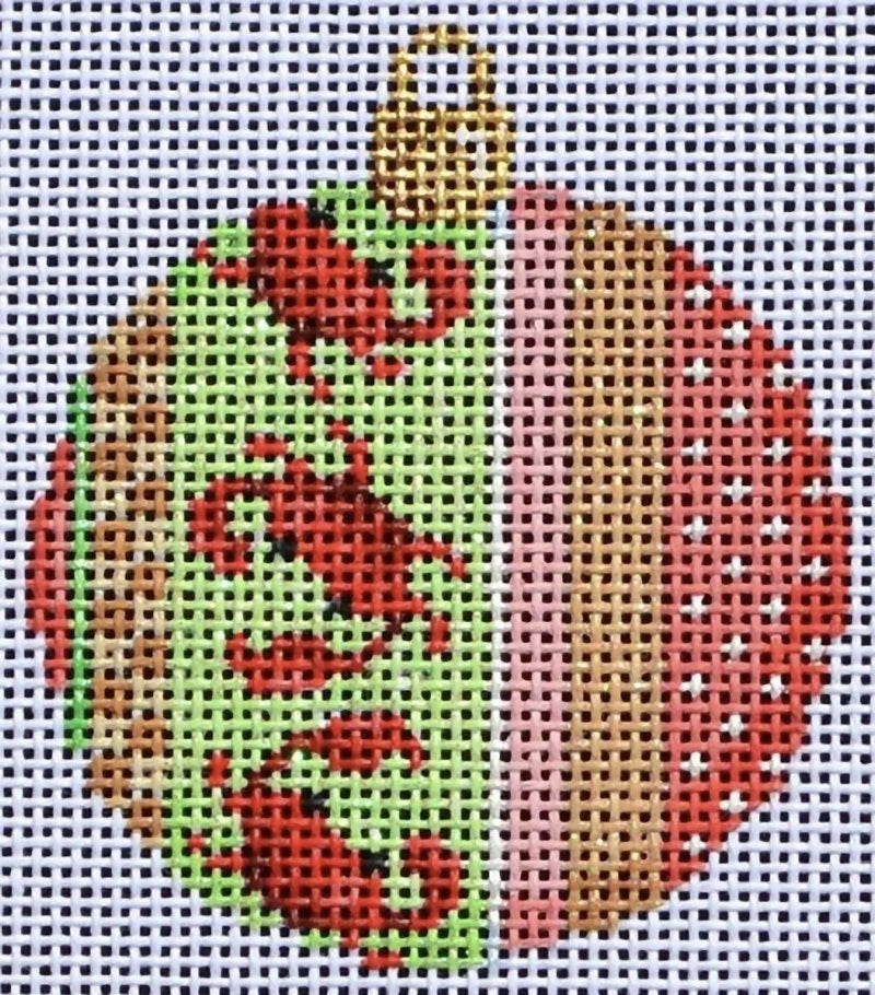 Needlepoint Handpainted Christmas Associated Talents Red Crabs Mini Ball 2x2