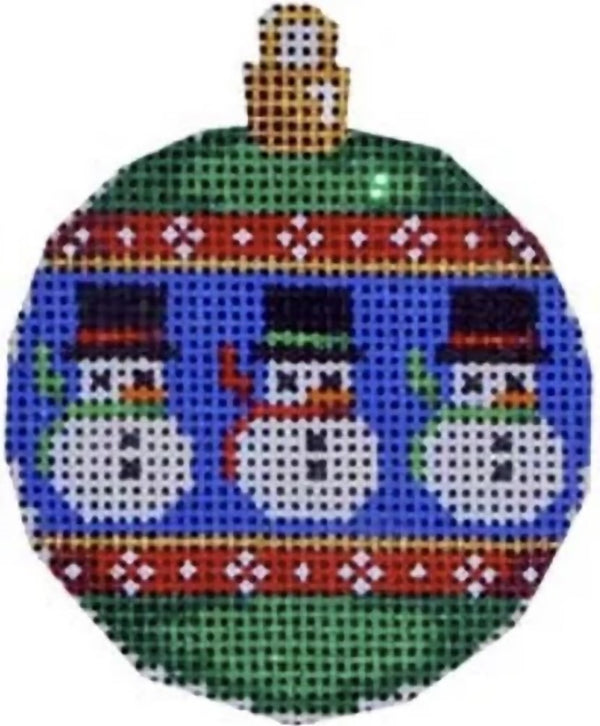 Needlepoint Handpainted Christmas Associated Talents Snowmen Mini Ball 2x2