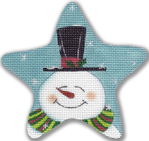 Needlepoint Handpainted CBK Christmas Snowman Top Hat 4"