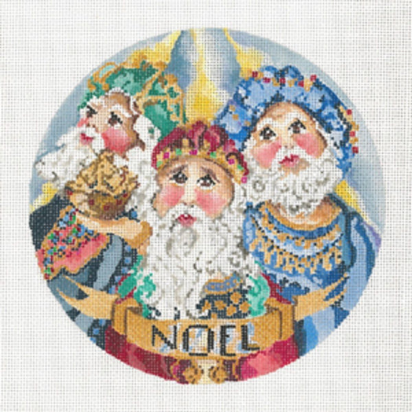 Needlepoint Handpainted Joy Juarez Noel Three Wise Men 6.5"