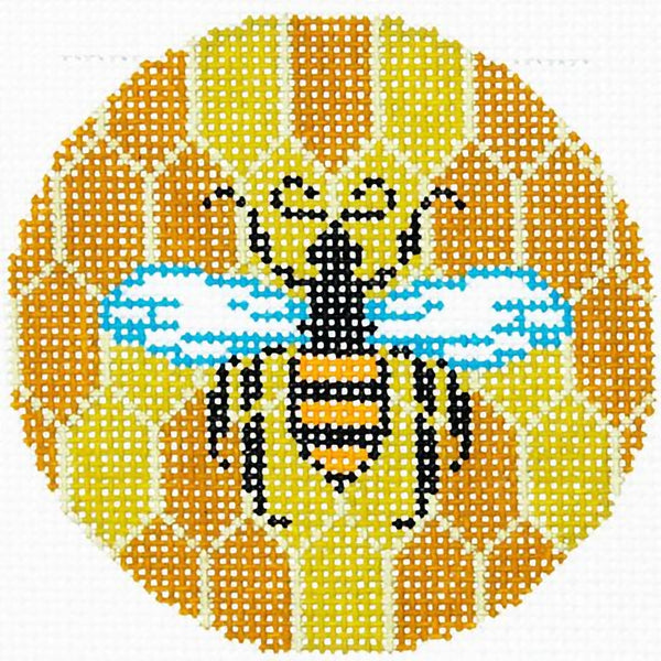 Needlepoint Handpainted Lee BJ Canvas Bee and Hive 3"