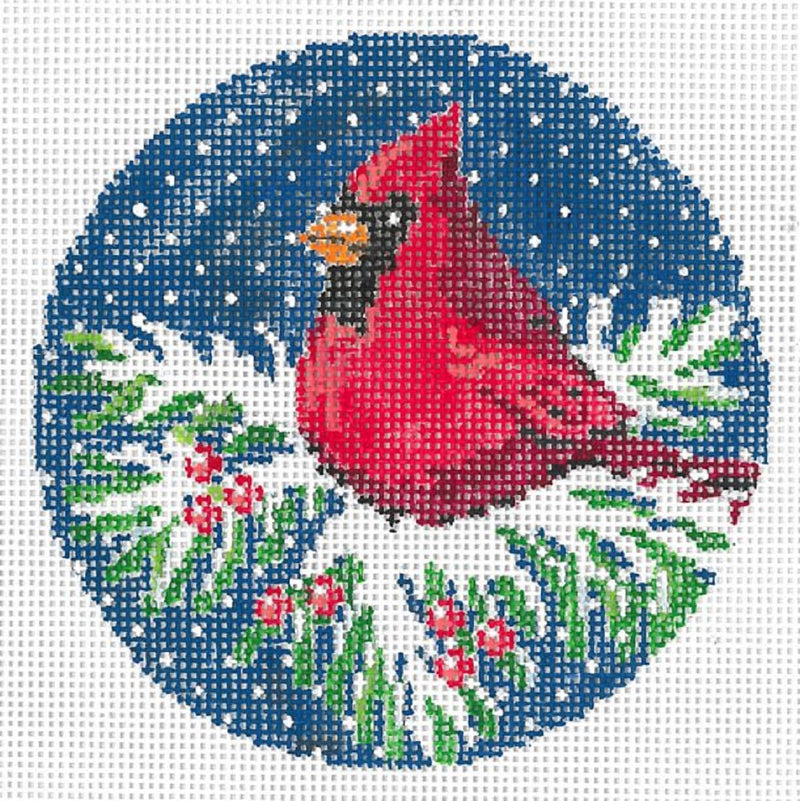 Needlepoint Handpainted Christmas SANDRA GILMORE Cardinal 4"