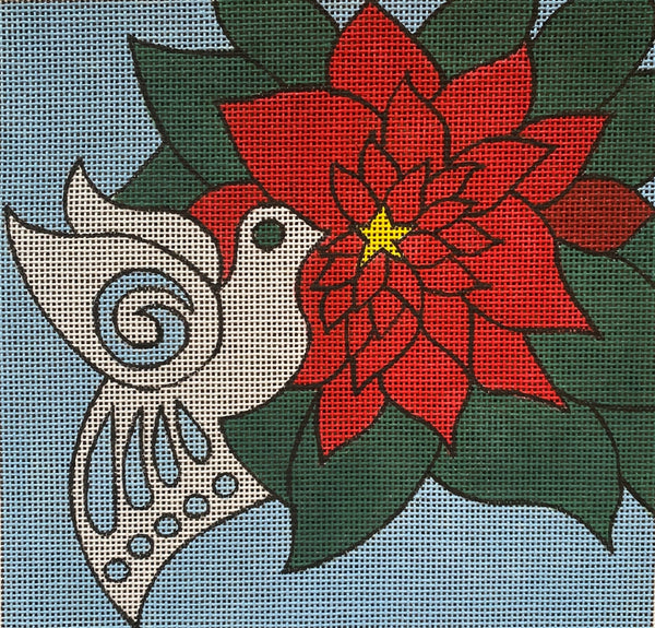 Needlepoint Handpainted Christmas Dove Sundance 7x7