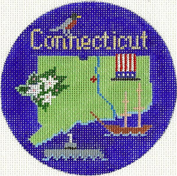 Needlepoint Handpainted Silver Needle Connecticut Christmas