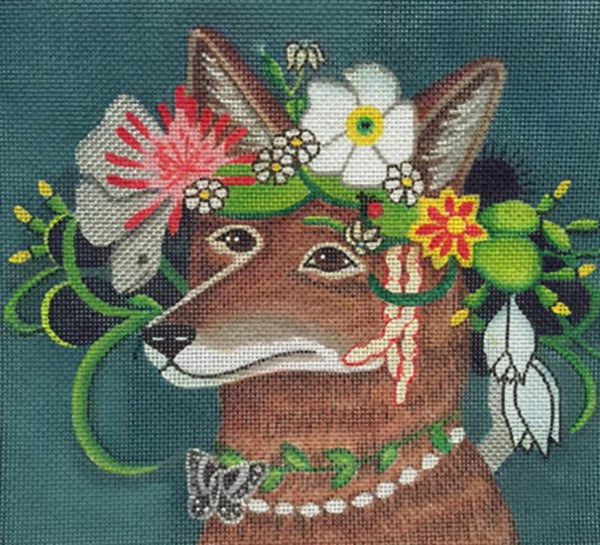 Needlepoint Handpainted Sundance Coyote in the Afternoon w/ Stitch Guide 8x10