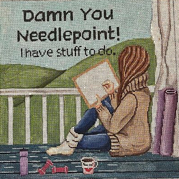 Needlepoint Handpainted Gayla Elliot Damn You Needlepoint Alice Peterson 9x9