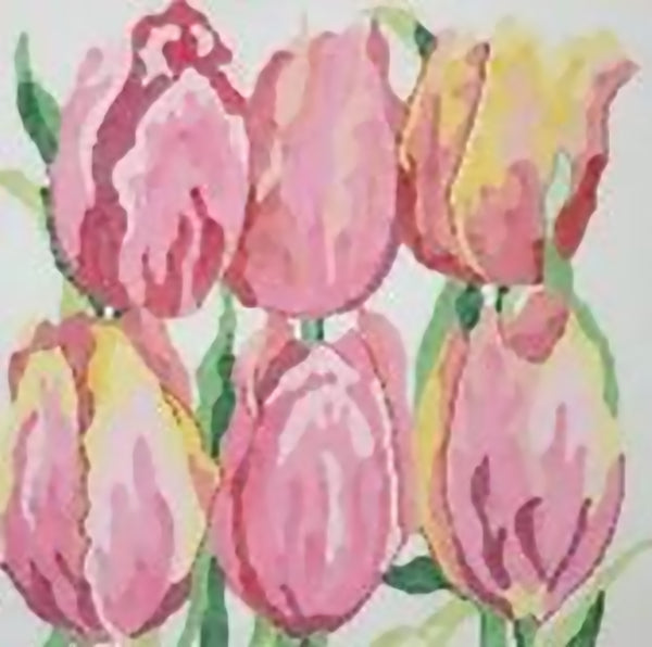 Needlepoint Handpainted Jean Smith Dancing Tulips 14x14