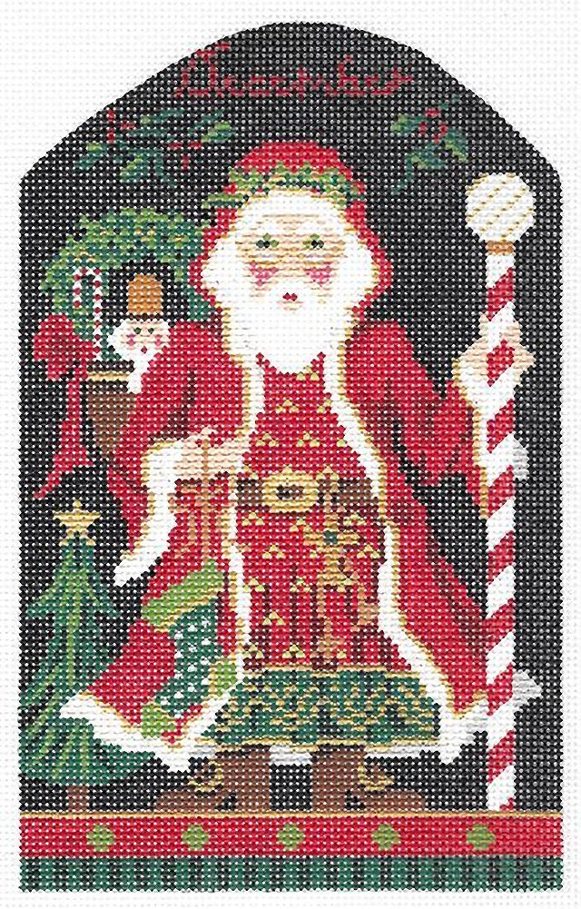 Needlepoint Handpainted Kelly Clark Christmas December Santa +SG