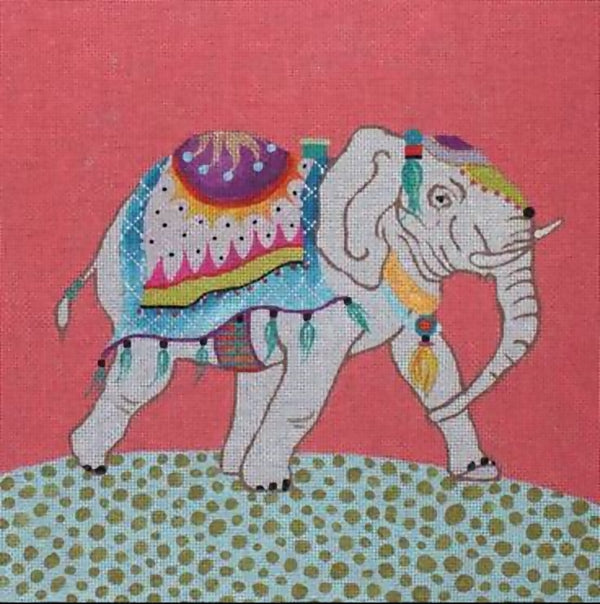 Needlepoint Handpainted Colors of Praise Elephant 14x14
