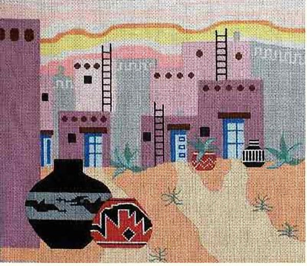 Needlepoint Handpainted Sundance Designs Enchanted Pueblo 10x9