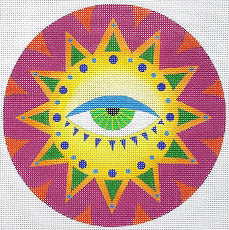 Needlepoint Handpainted Zecca Eye Sun 6"
