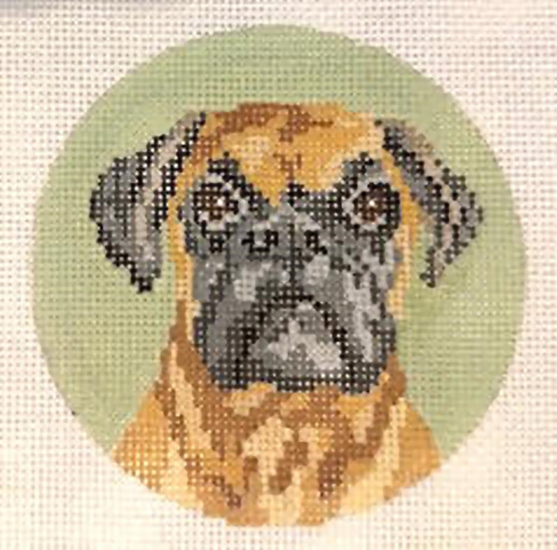 Needlepoint Handpainted Christmas Needle Crossings Fawn Boxer 3"