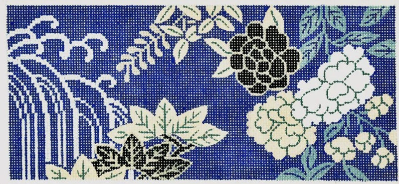 Needlepoint Handpainted Lee BR Canvas Floral on Periwinkle 8x4