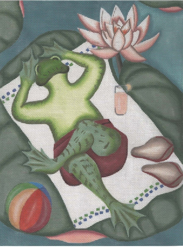 Needlepoint Handpainted CBK Frog Sun'n 9x12