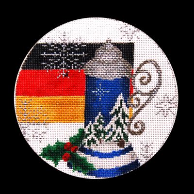 Needlepoint Handpainted Christmas TRUBEY Germany Ornament 5"