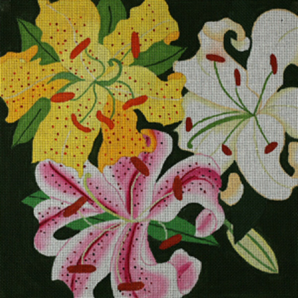 Needlepoint HandPainted Dede LILIES Giant 14x14