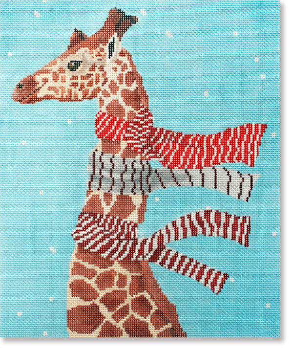 Needlepoint Handpainted CBK Giraffe w/ Scarves 10x12