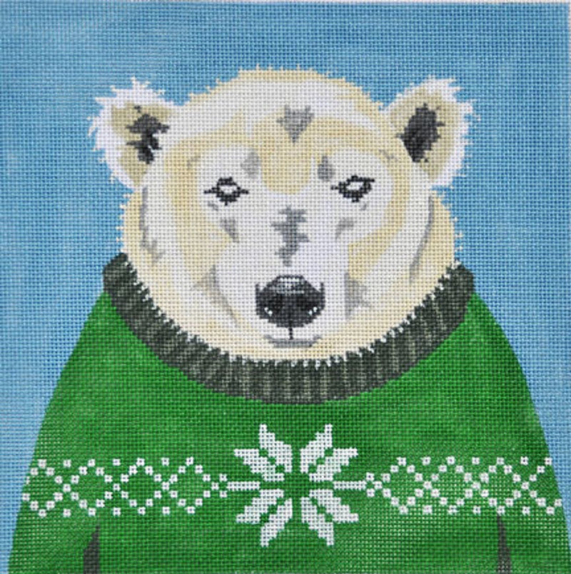 Needlepoint Handpainted CHRISTMAS Danji Holiday Sweater Polar Bear ZIA