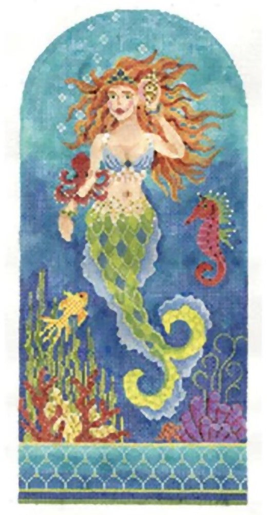 Needlepoint Handpainted Kelly Clark Marina Mermaid w/ Stitch Guide