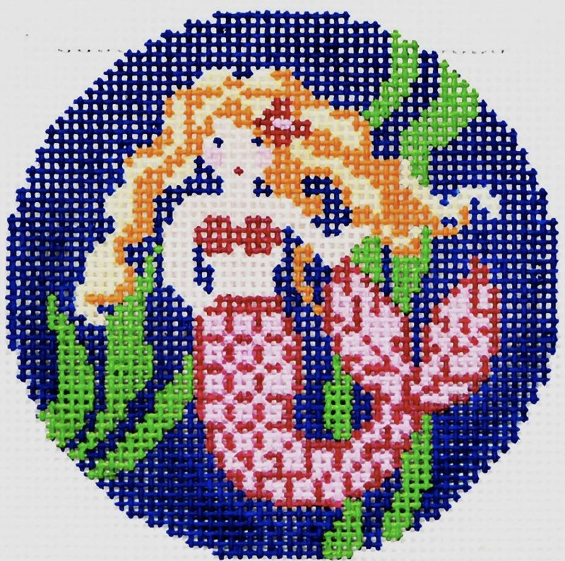 Needlepoint Handpainted Lee BJ Canvas Mermaid 3"