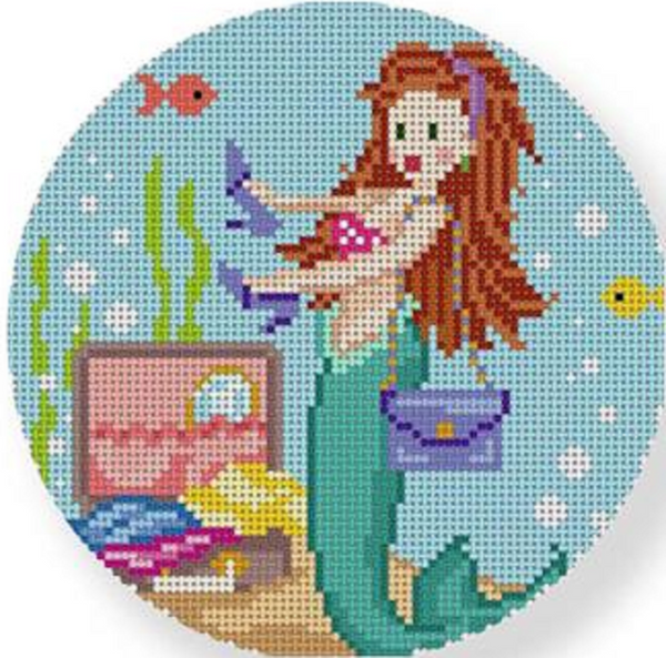 Needlepoint Handpainted CBK Mermaid Shopper 4.5"
