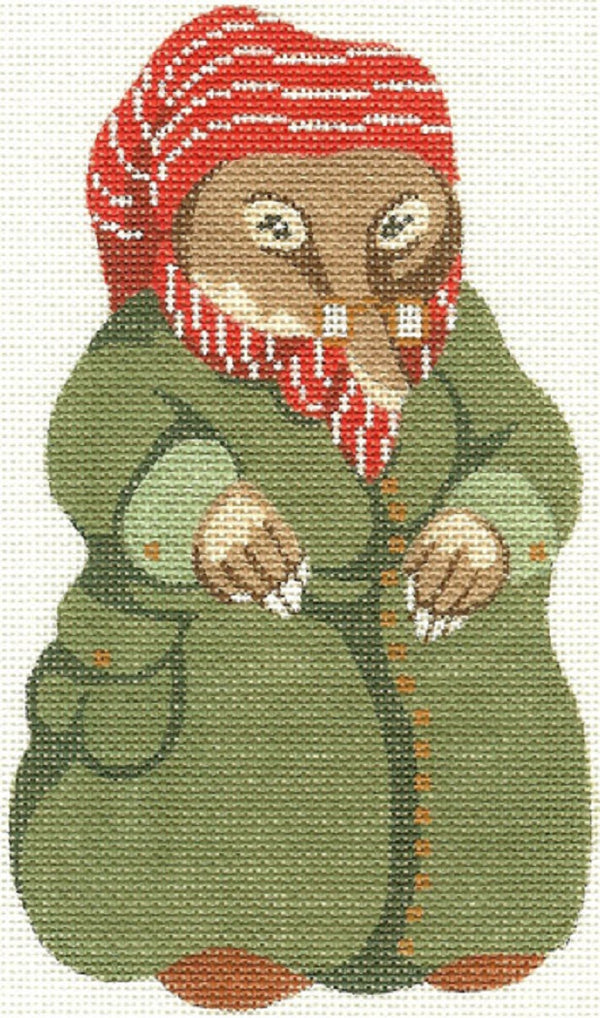 Needlepoint Handpainted Christmas Wind Willows Mole Silver Needle 4x7