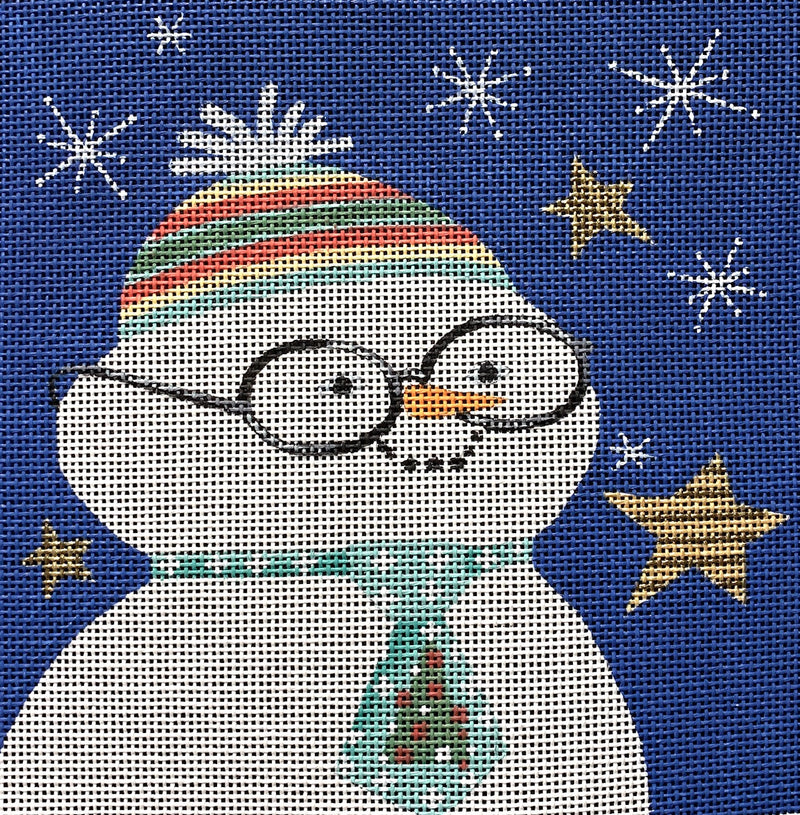 Needlepoint Handpainted Christmas Suzie Vallerie Snowman 8x8
