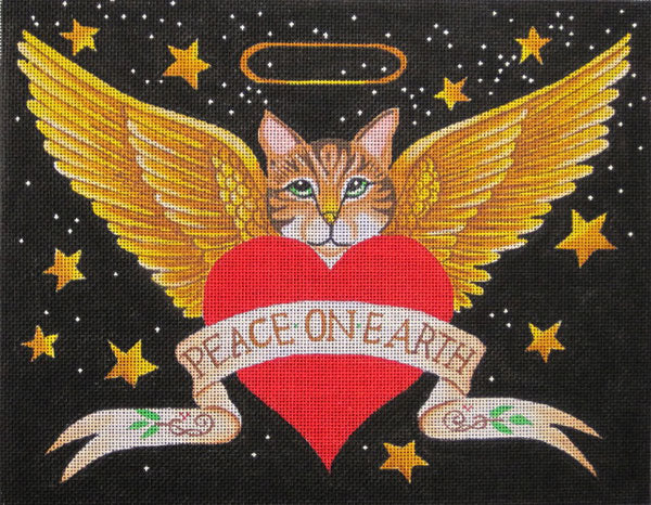 Needlepoint Handpainted Christmas Maggie Co Peace on Earth 8x11
