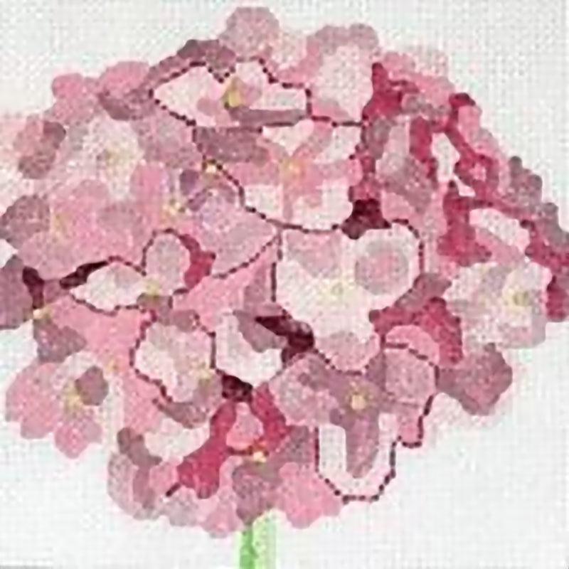 Needlepoint Handpainted Jean Smith Pink Hydrangea 8x8