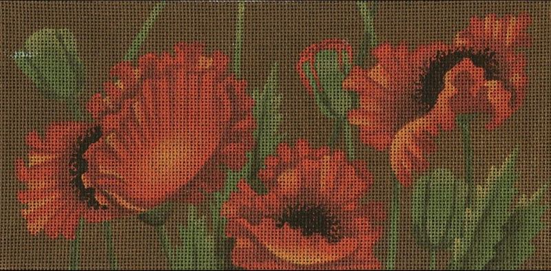Needlepoint Handpainted Lee BR Canvas Poppy Fields 8x4