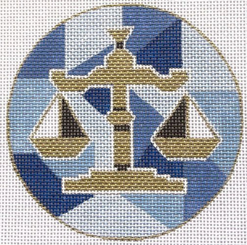 Needlepoint Handpainted Christmas Melissa Prince Scales of Justice 4"