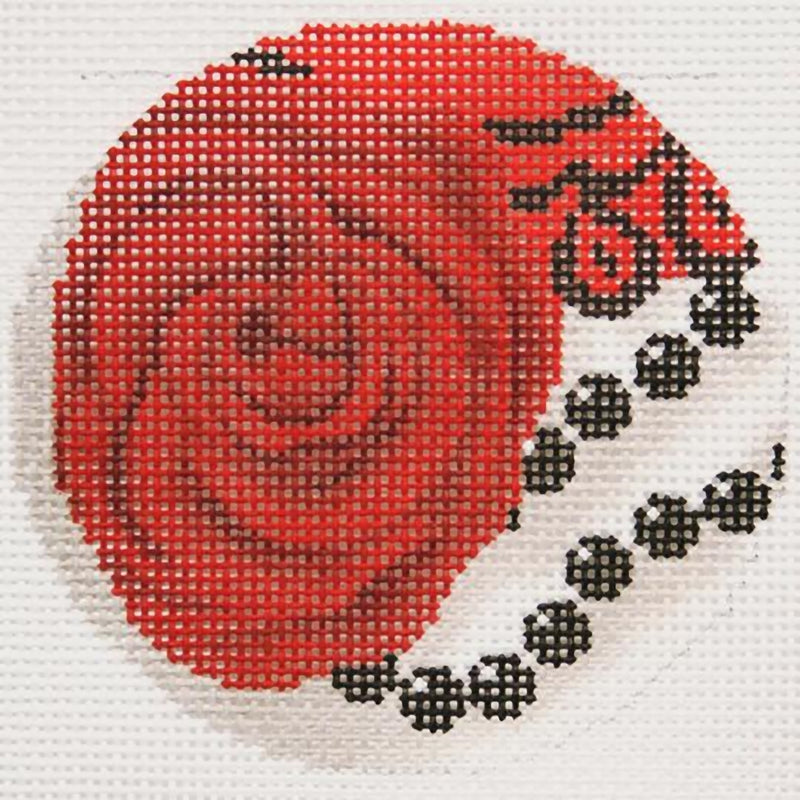 Needlepoint Handpainted Lee BJ Canvas Scarlet Rose 3"