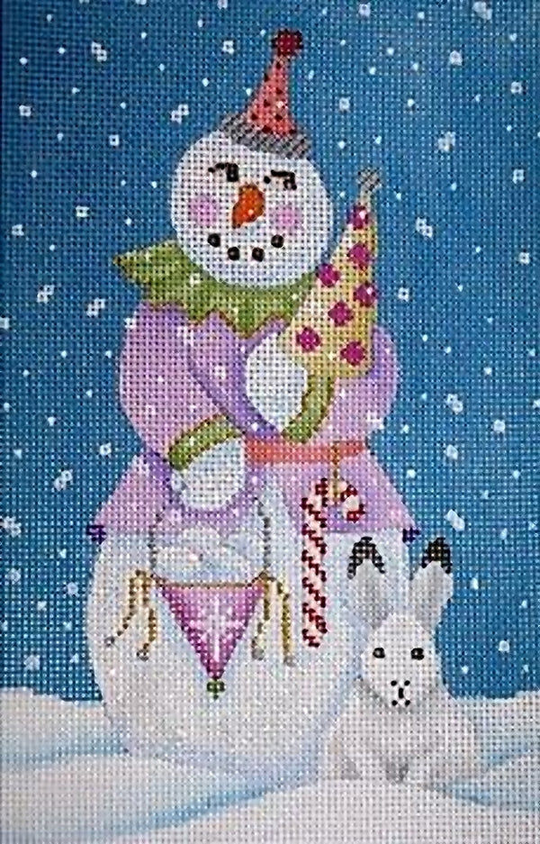 Needlepoint Handpainted CHRISTMAS Brenda Stofft Snow Girl 5x8