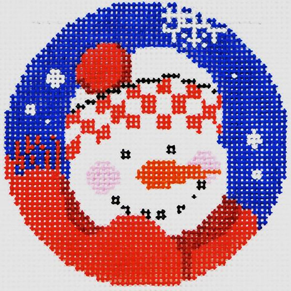 Needlepoint Handpainted Christmas Lee BJ Canvas Snowman 3"