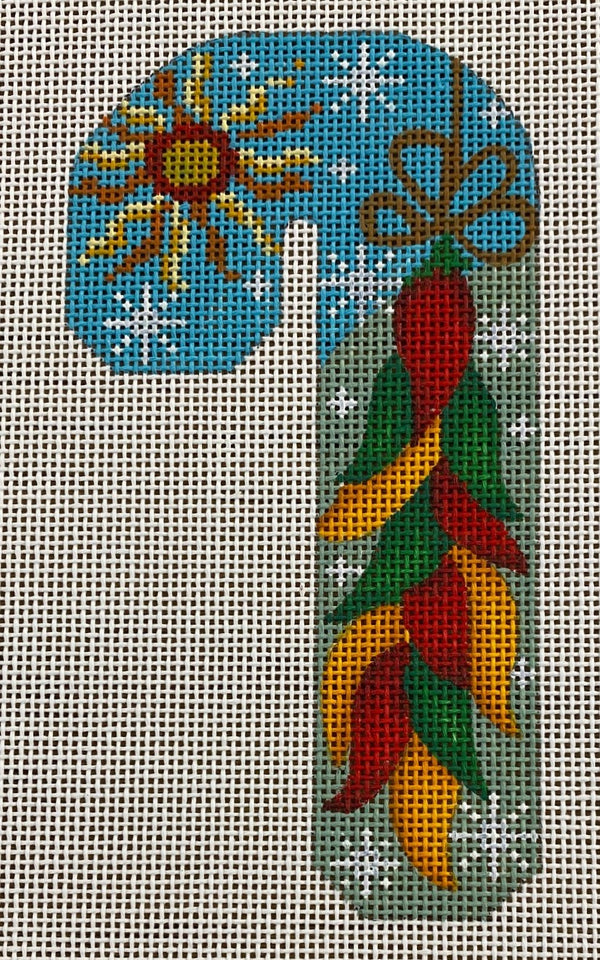 Needlepoint Handpainted Christmas Danji Sunshine Peppers Candy Cane 3x5