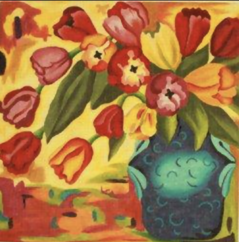 Needlepoint Handpainted Julie Mar Tapestry Tulips 14x14