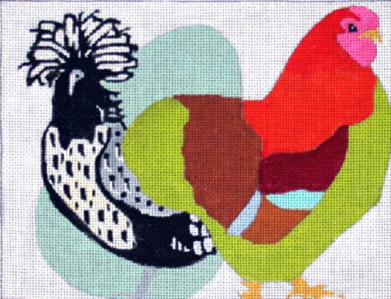 Needlepoint Handpainted Melissa Prince Urban Chickens 8x6