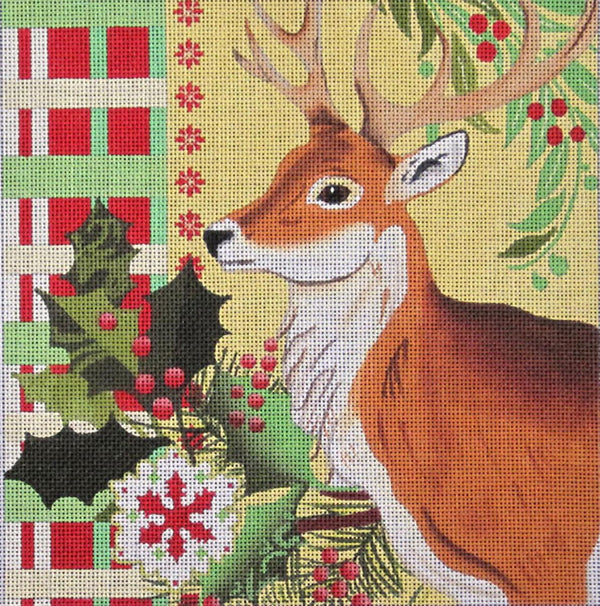 Needlepoint Handpainted Christmas Maggie Co Winter Reindeer 8x8